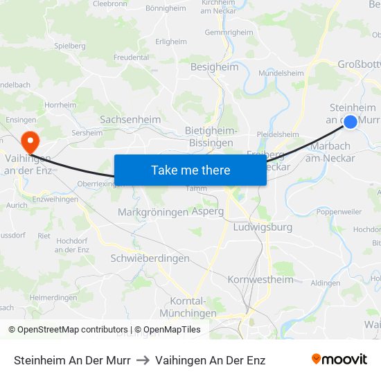 Steinheim An Der Murr to Vaihingen An Der Enz map