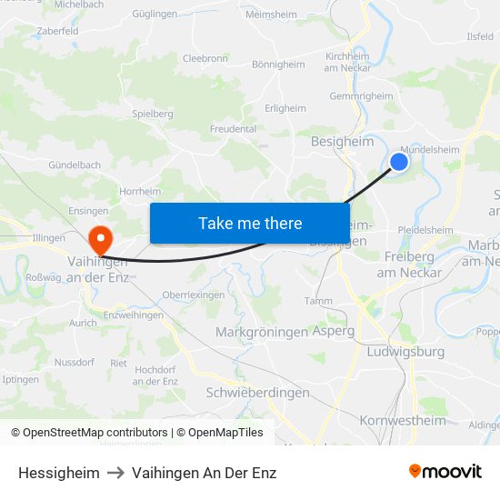 Hessigheim to Vaihingen An Der Enz map