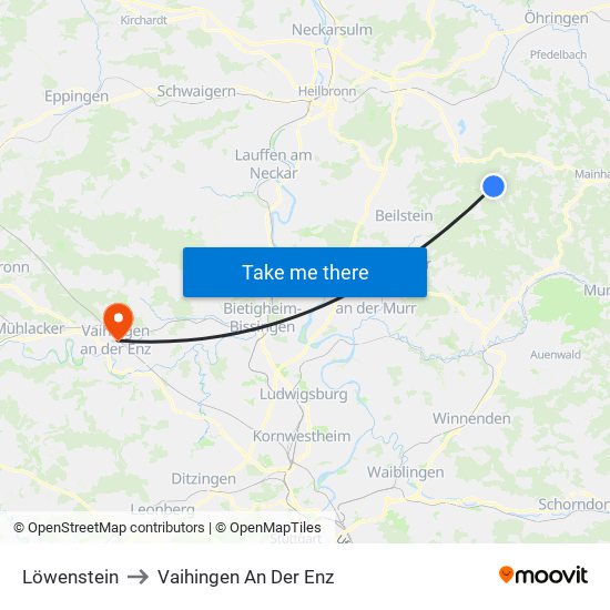 Löwenstein to Vaihingen An Der Enz map