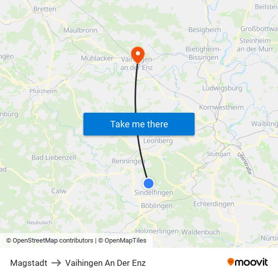 Magstadt to Vaihingen An Der Enz map