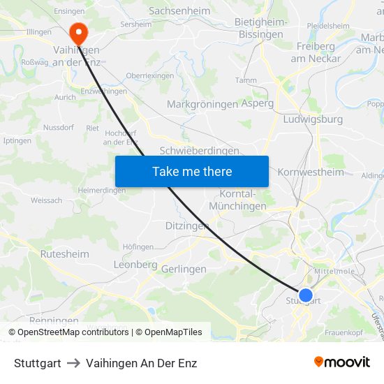 Stuttgart to Vaihingen An Der Enz map