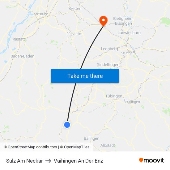 Sulz Am Neckar to Vaihingen An Der Enz map