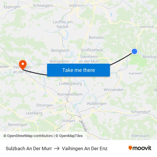 Sulzbach An Der Murr to Vaihingen An Der Enz map