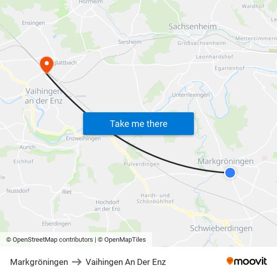 Markgröningen to Vaihingen An Der Enz map