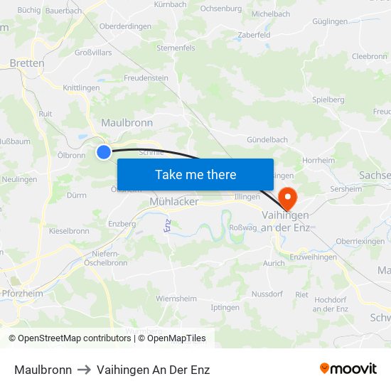 Maulbronn to Vaihingen An Der Enz map