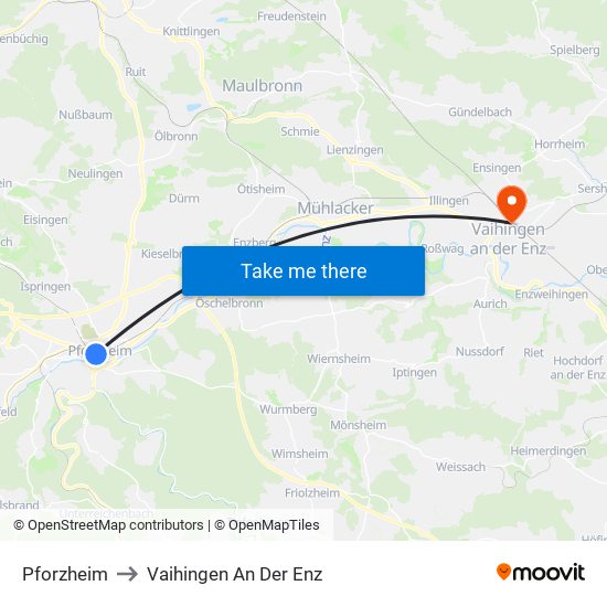 Pforzheim to Vaihingen An Der Enz map