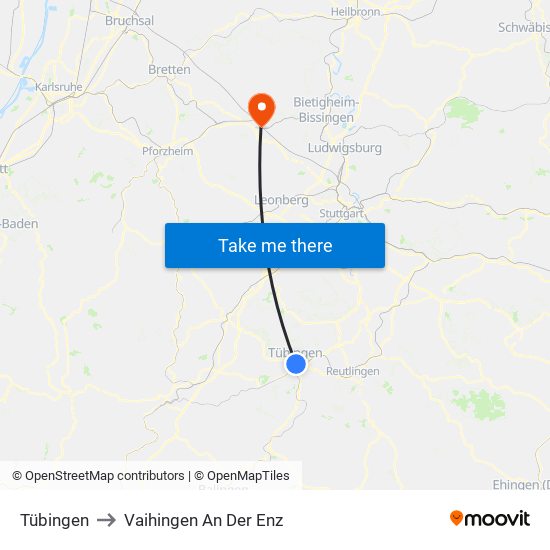 Tübingen to Vaihingen An Der Enz map