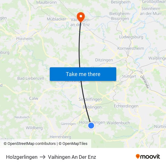 Holzgerlingen to Vaihingen An Der Enz map