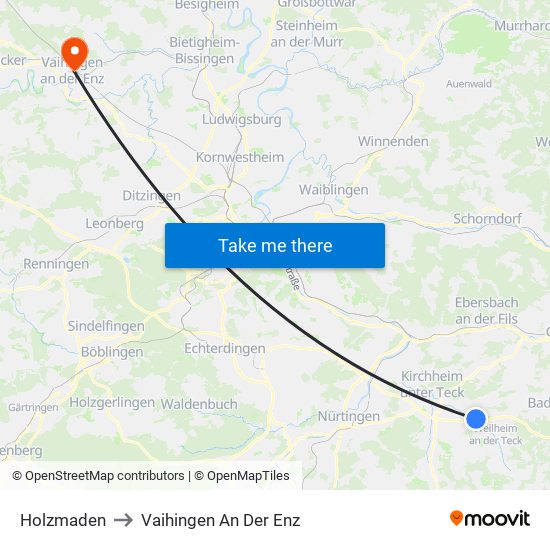 Holzmaden to Vaihingen An Der Enz map