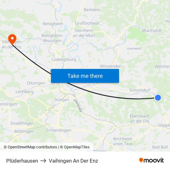 Plüderhausen to Vaihingen An Der Enz map