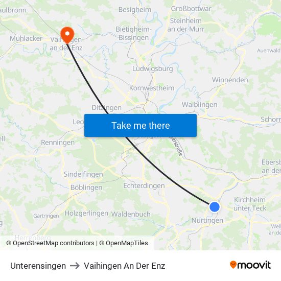 Unterensingen to Vaihingen An Der Enz map