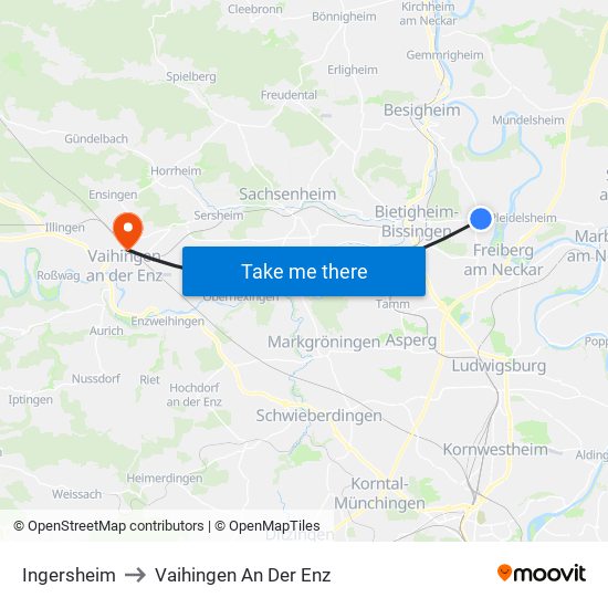 Ingersheim to Vaihingen An Der Enz map