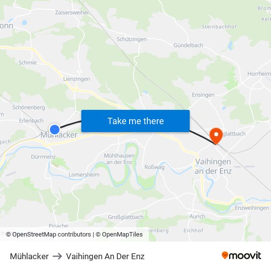 Mühlacker to Vaihingen An Der Enz map