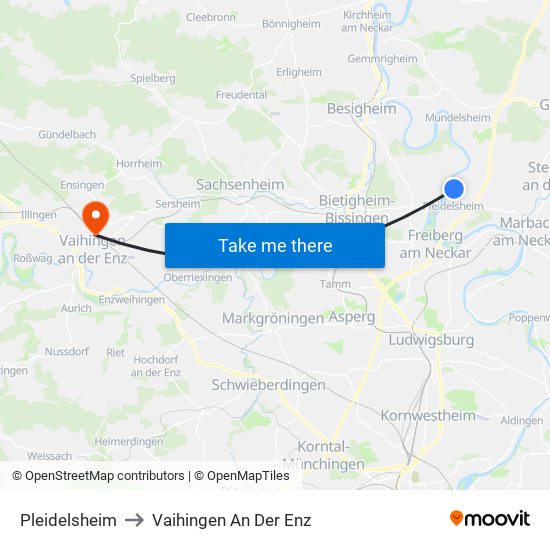 Pleidelsheim to Vaihingen An Der Enz map