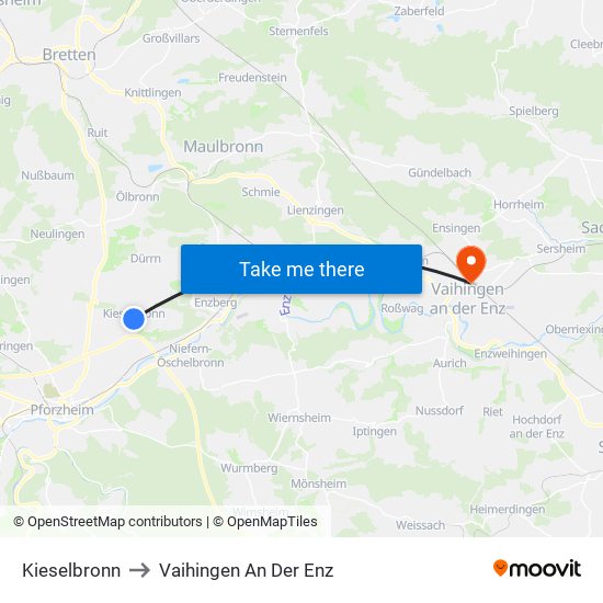 Kieselbronn to Vaihingen An Der Enz map