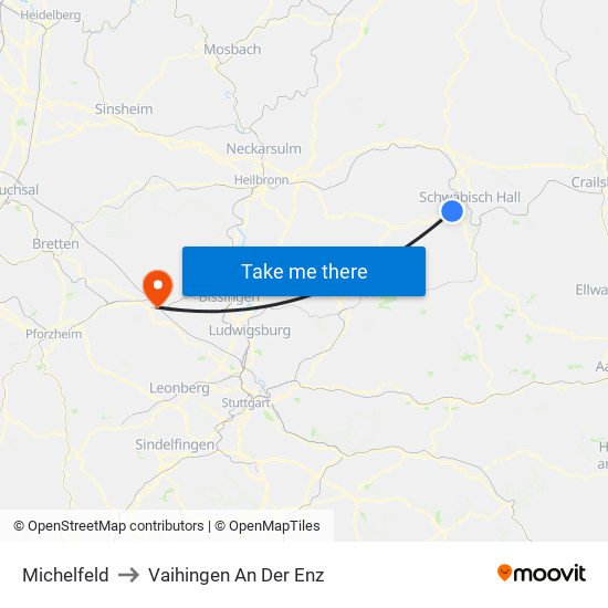 Michelfeld to Vaihingen An Der Enz map