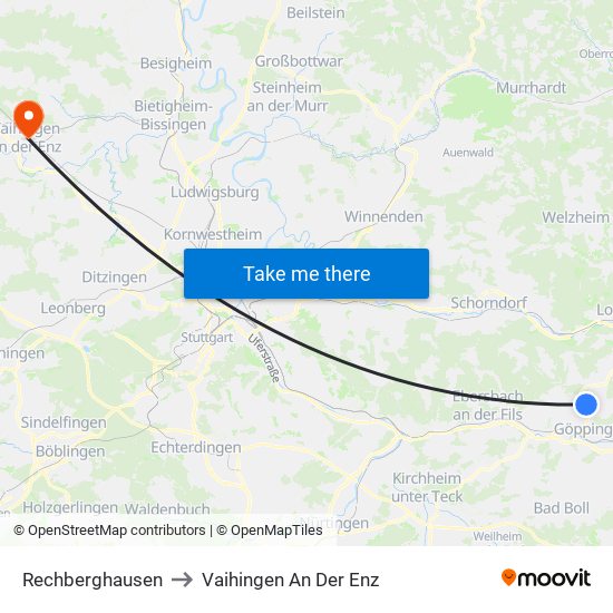 Rechberghausen to Vaihingen An Der Enz map