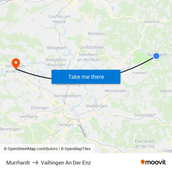 Murrhardt to Vaihingen An Der Enz map