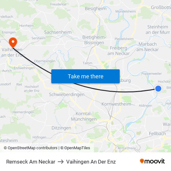 Remseck Am Neckar to Vaihingen An Der Enz map