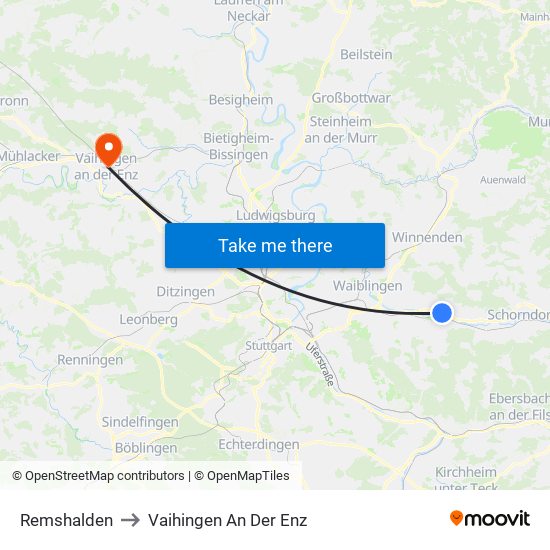 Remshalden to Vaihingen An Der Enz map