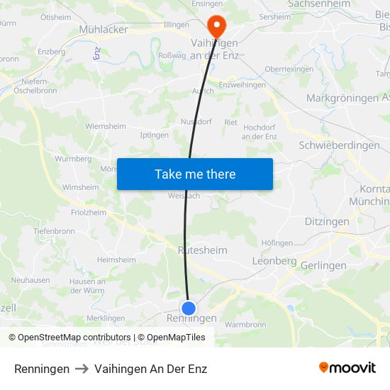 Renningen to Vaihingen An Der Enz map