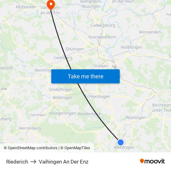 Riederich to Vaihingen An Der Enz map