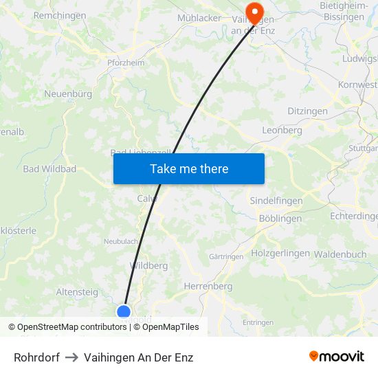 Rohrdorf to Vaihingen An Der Enz map