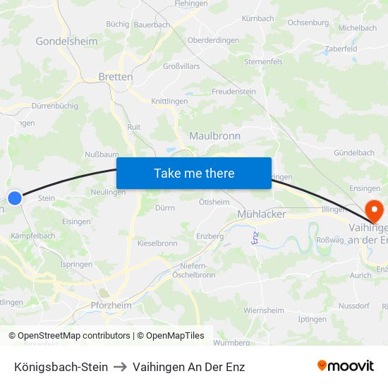 Königsbach-Stein to Vaihingen An Der Enz map
