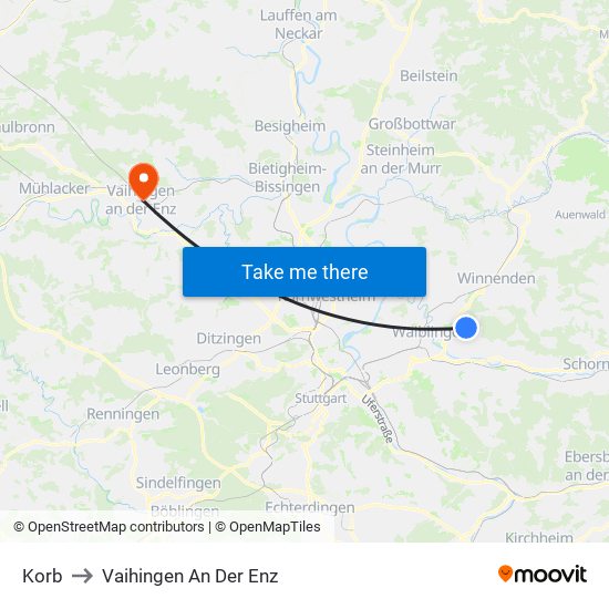 Korb to Vaihingen An Der Enz map