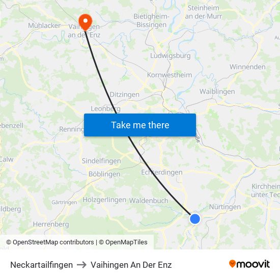 Neckartailfingen to Vaihingen An Der Enz map