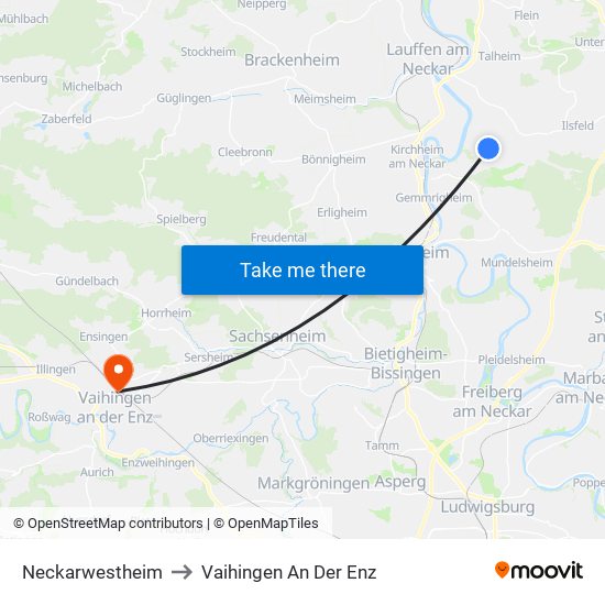 Neckarwestheim to Vaihingen An Der Enz map