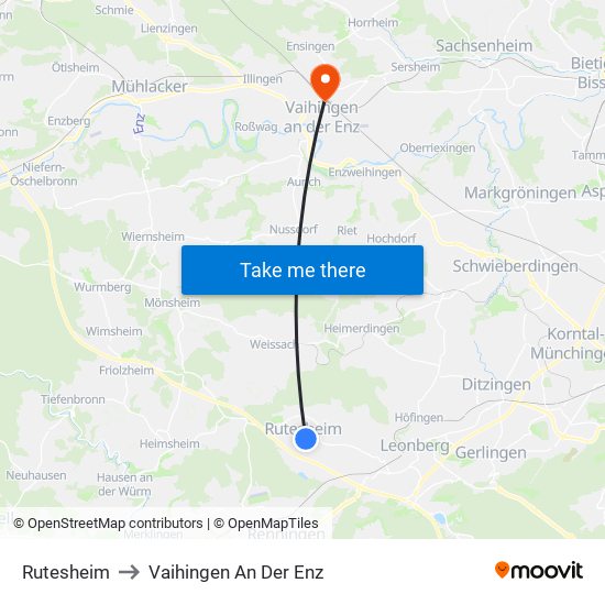 Rutesheim to Vaihingen An Der Enz map