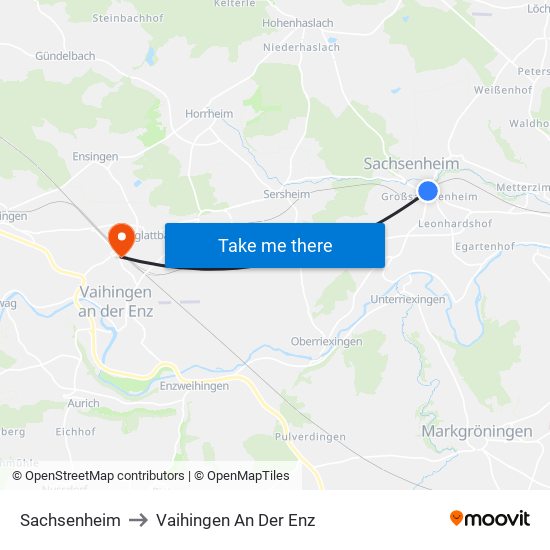 Sachsenheim to Vaihingen An Der Enz map