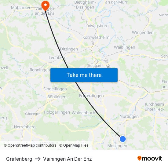 Grafenberg to Vaihingen An Der Enz map