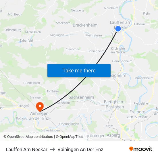 Lauffen Am Neckar to Vaihingen An Der Enz map
