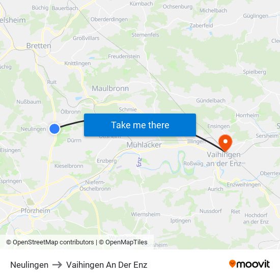 Neulingen to Vaihingen An Der Enz map