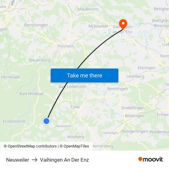 Neuweiler to Vaihingen An Der Enz map