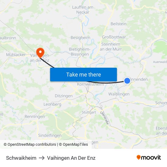 Schwaikheim to Vaihingen An Der Enz map