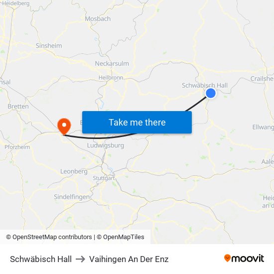 Schwäbisch Hall to Vaihingen An Der Enz map
