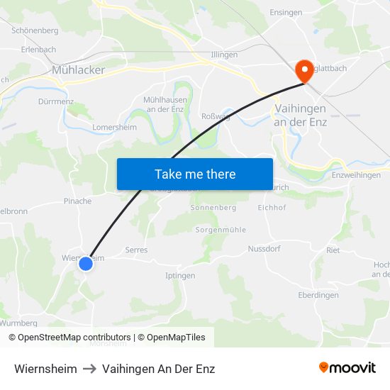 Wiernsheim to Vaihingen An Der Enz map