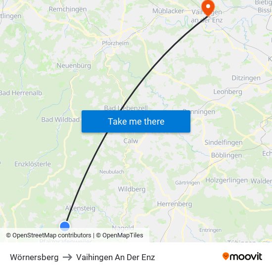 Wörnersberg to Vaihingen An Der Enz map