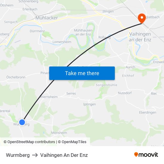 Wurmberg to Vaihingen An Der Enz map