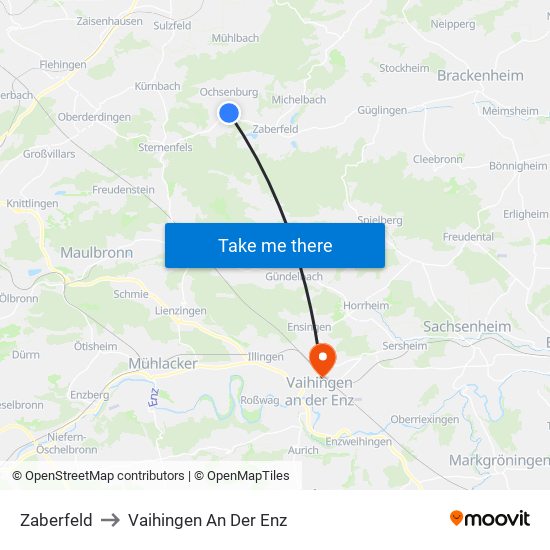Zaberfeld to Vaihingen An Der Enz map