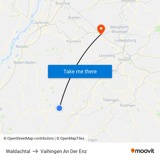 Waldachtal to Vaihingen An Der Enz map
