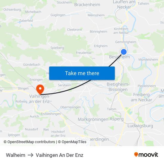 Walheim to Vaihingen An Der Enz map