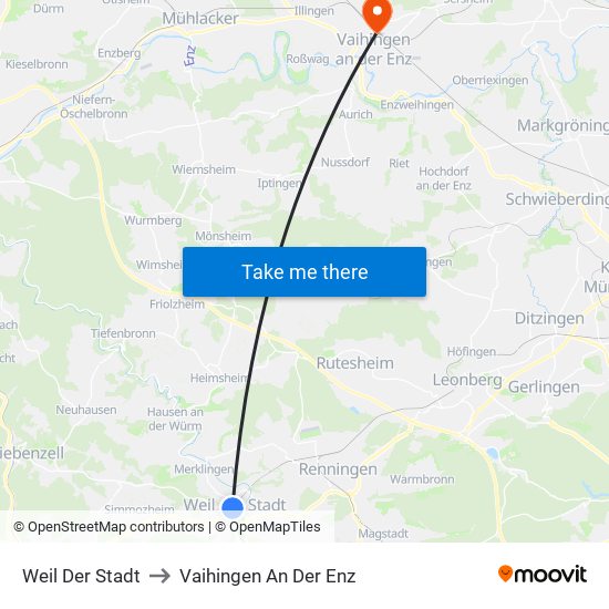 Weil Der Stadt to Vaihingen An Der Enz map
