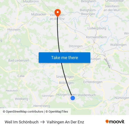 Weil Im Schönbuch to Vaihingen An Der Enz map