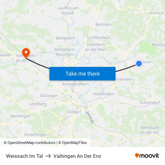 Weissach Im Tal to Vaihingen An Der Enz map