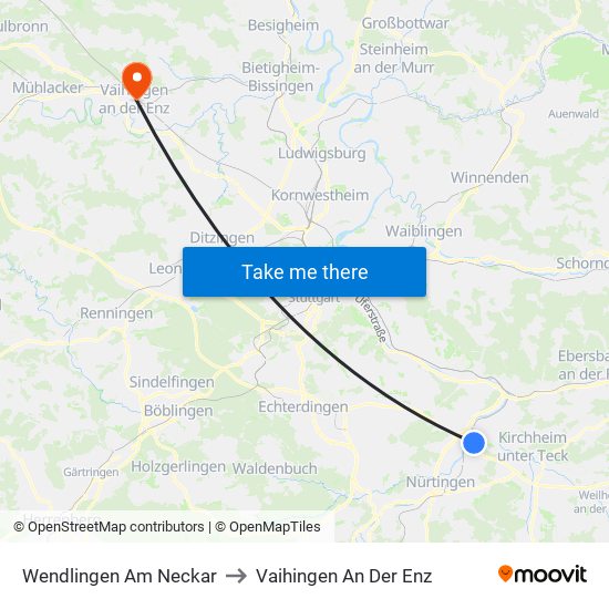 Wendlingen Am Neckar to Vaihingen An Der Enz map
