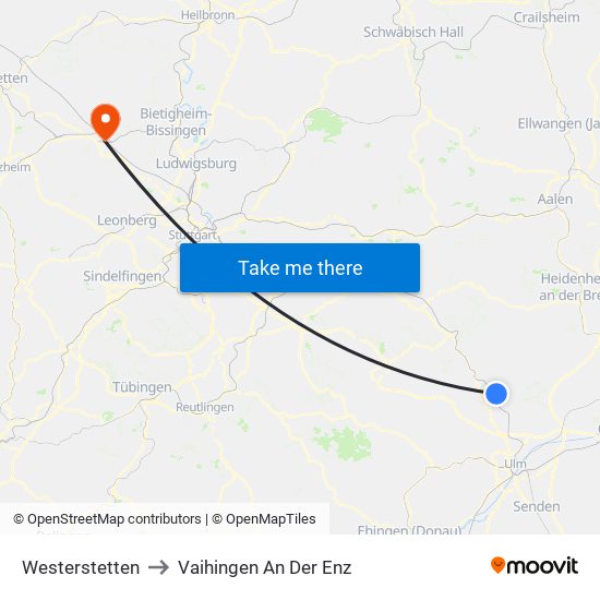 Westerstetten to Vaihingen An Der Enz map
